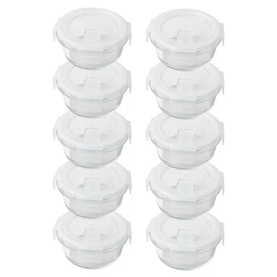 디유 밀폐 한끼 원형 밥용기, 화이트, 420ml, 10P, 1세트