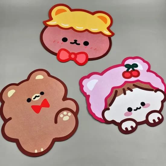 글로벌온 귀염뽀짝 캐릭터 마우스 패드 런닝곰 220x200mm 1개