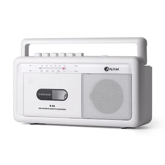 아남 카세트 플레이어 A-20, AM/FM 라디오, USB, 녹음, 화이트, 1개