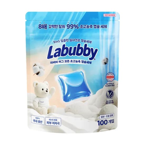 라버비 올인원 초고농축 캡슐세제, 허그코튼, 8g, 100개입, 1팩