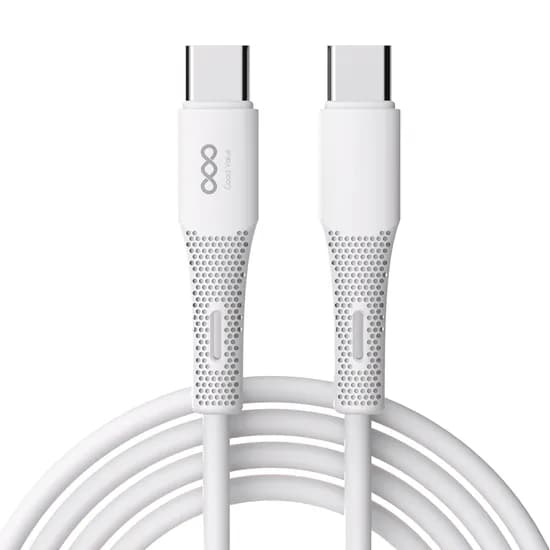 굿밸류 실키 60W PD C to C 초고속충전 케이블, 1m, 화이트, 1개