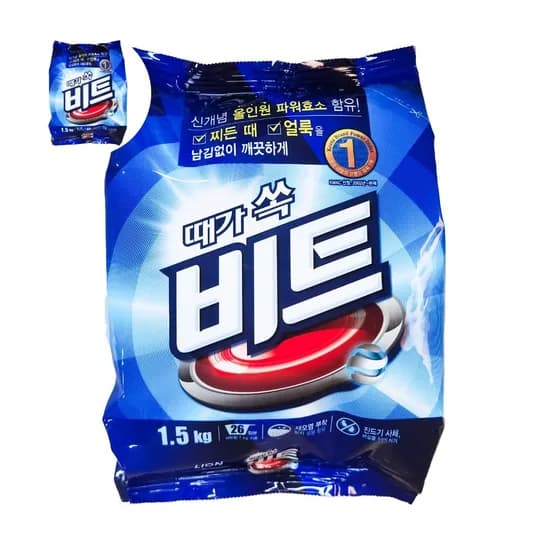 라이온 비트 세탁세제 분말형 1.5kg 1개