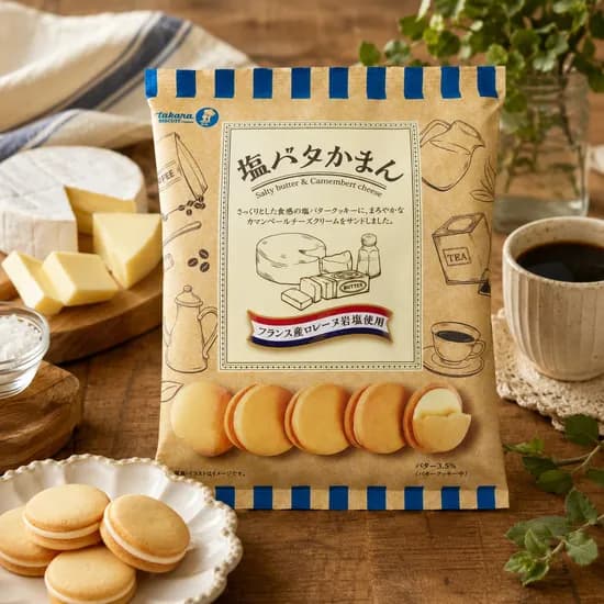 타카라 솔티버터&까망베르 치즈 샌드 쿠키 96g 2개