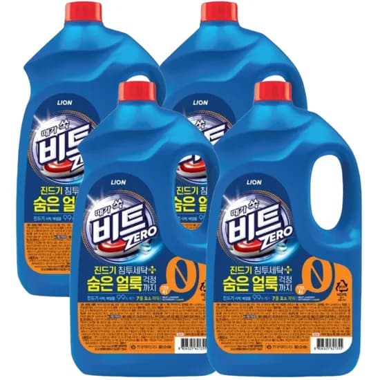 라이온 때가쏙 비트 제로 진드기 액체세제 드럼용 4L 4개