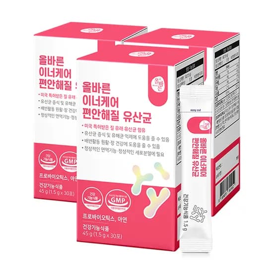 올바른 이너케어 편안해질 유산균, 1.5g, 30포, 3박스