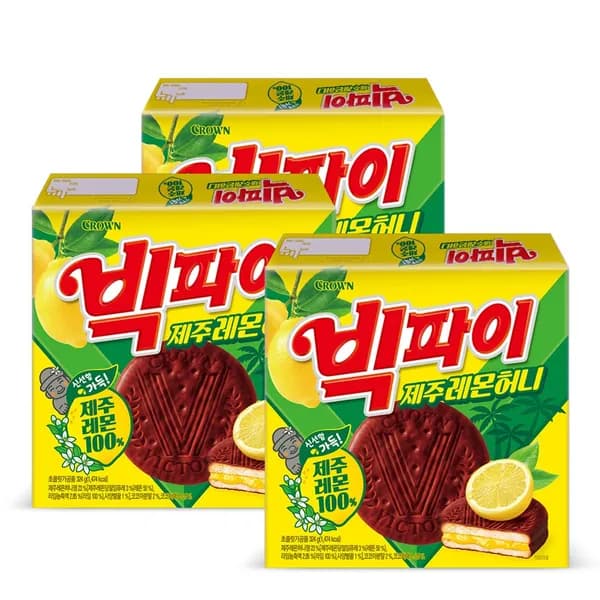 크라운 빅파이 제주레몬허니 324g 3개