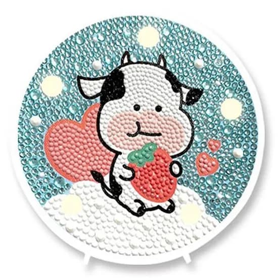 케이엠엘리 말랑이 딸기 무드등 보석십자수, 14.7x14.7cm, 1개