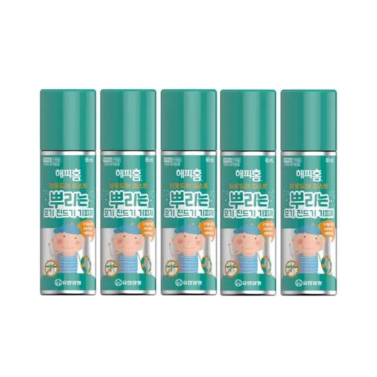 유한양행 해피홈 아웃도어 미스트 뿌리는 모기 진드기 기피제, 65ml, 5개
