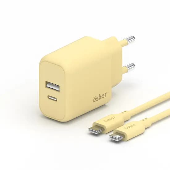 에스커 GaN PD PPS 25W 2포트 충전기 C to C 케이블 옐로우 1개