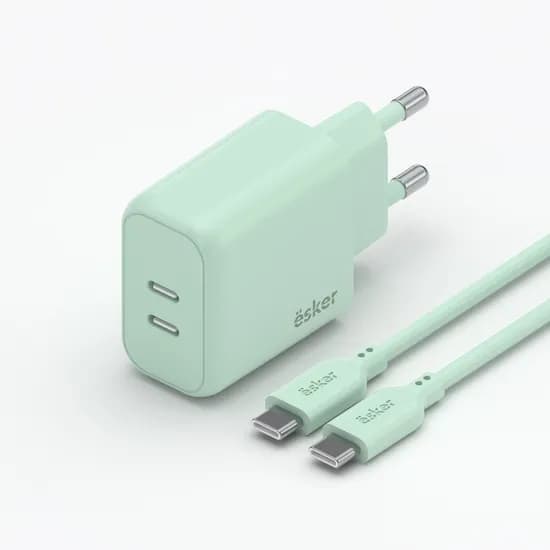 에스커 GaN PD PPS 35W C타입 2포트 초고속 충전기 그린 1개
