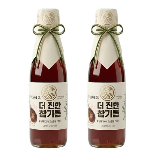 들녘 전통압착 더 진한 통참깨100퍼센트 참기름, 350ml, 2개