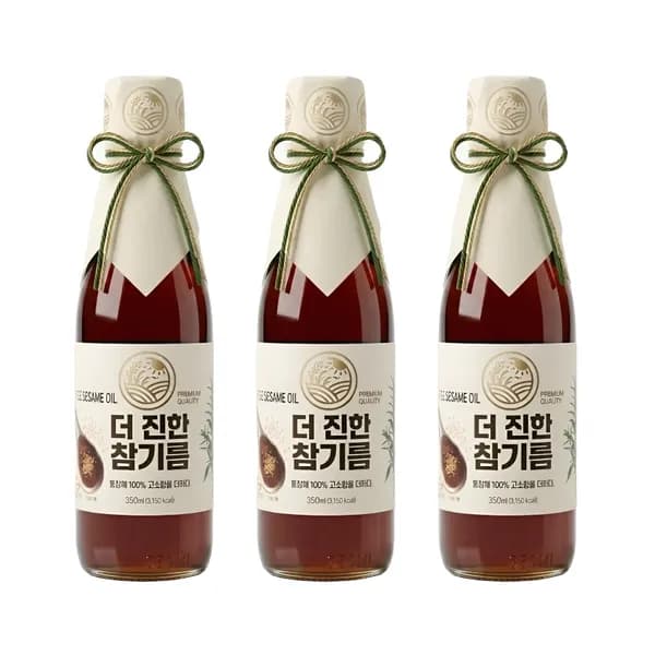 들녘 전통압착 더 진한 통참깨100퍼센트 참기름 350ml 3개