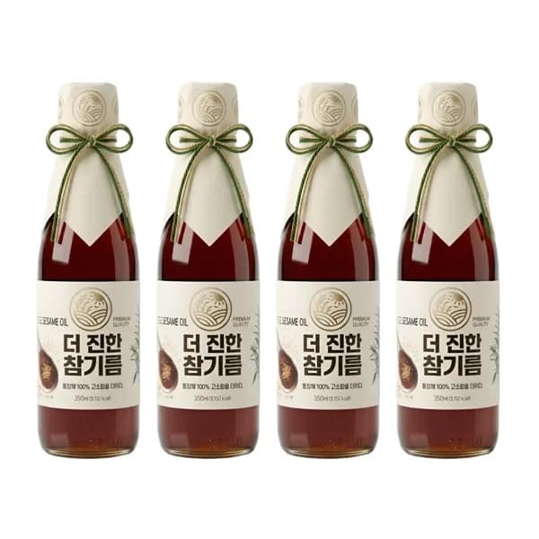 들녘 전통압착 더 진한 통참깨 100% 참기름 350ml 4개