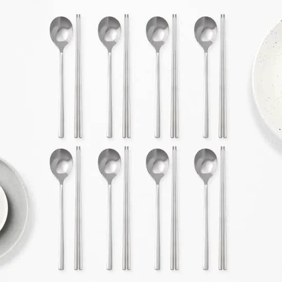 라온누리 베이직 한식 수저세트, 실버, 숟가락+젓가락, 8세트, 1개