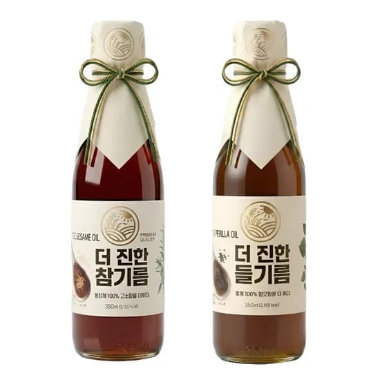 들녘 전통압착 더 진한 통참깨100퍼센트 참기름 + 통들깨100퍼센트 들기름, 350ml 1병 + 350ml 1병, 1세트