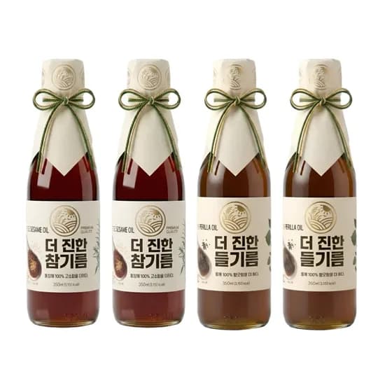 들녘 전통압착 더 진한 통참깨100퍼센트 참기름 + 통들깨100퍼센트 들기름, 350ml, 2병, 2세트