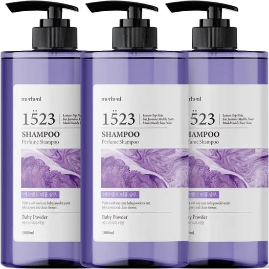 메르헨트 퍼퓸 대용량 샴푸, 베이비파우더향, 1L, 3개