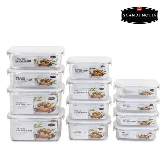 스칸디노티아 에코쏙 PCT 밀폐용기 반찬통, 화이트, 12종세트, 1세트