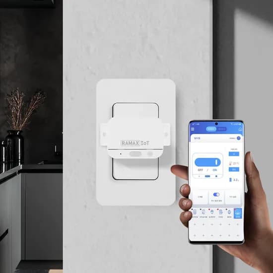 라맥스 IoT 스마트 미니스위치 RSA-021WC 무선 와이파이 리모컨 자동불끄기 Type-C 충전 1개