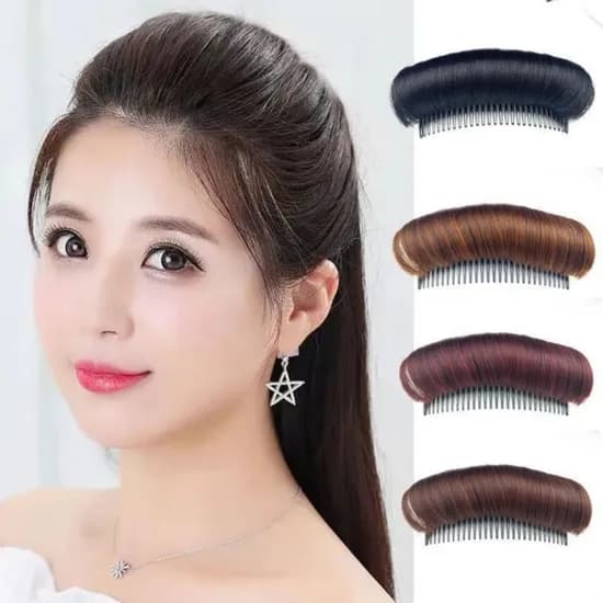 윗머리 볼륨 정수리 부분가발, 블랙, 1개