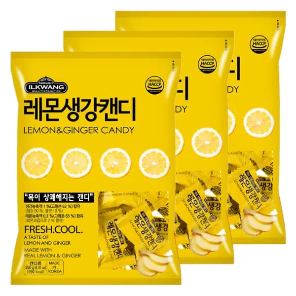 일광제과 레몬생강캔디 250g 3개
