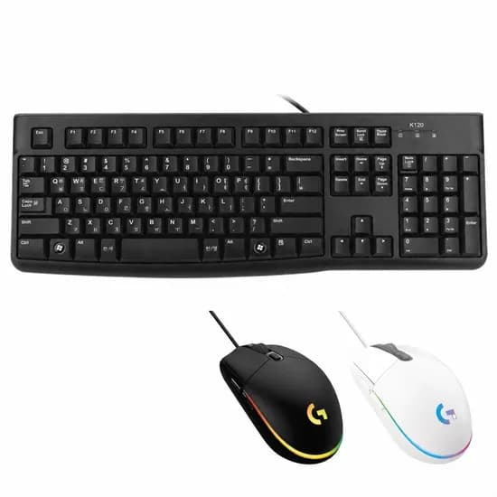 로지텍 K120+G102 유선 키보드 마우스 세트, 블랙, 일반형, 1개