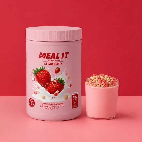 밀잇 식단관리 단백질 쉐이크 딸기맛 560g 1통