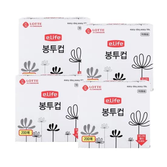 롯데이라이프 롯데 봉투컵, 200매입, 4개