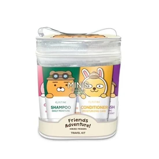 LG생활건강 미니스 카카오프렌즈 콤팩트 여행용세트, 샴푸 50ml, 컨디셔너 50ml, 바디워시 50ml, 클렌징폼 30g, 치약 50g, 1개