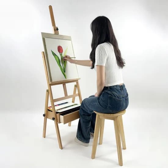 올지 서랍형 나무 이젤 대형 이젤 전문가용 원목 수납, OLGA0002