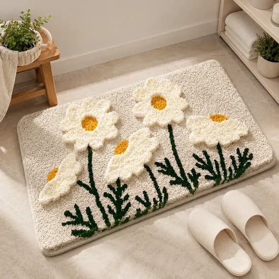아룸 빨아쓰는 흡수력 좋은 플라워 발매트 데이지 40x60cm