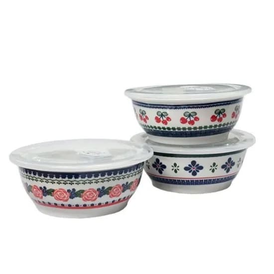 폴라브 도자기 파인 뚜껑 찬통, 3단, 대, 1개