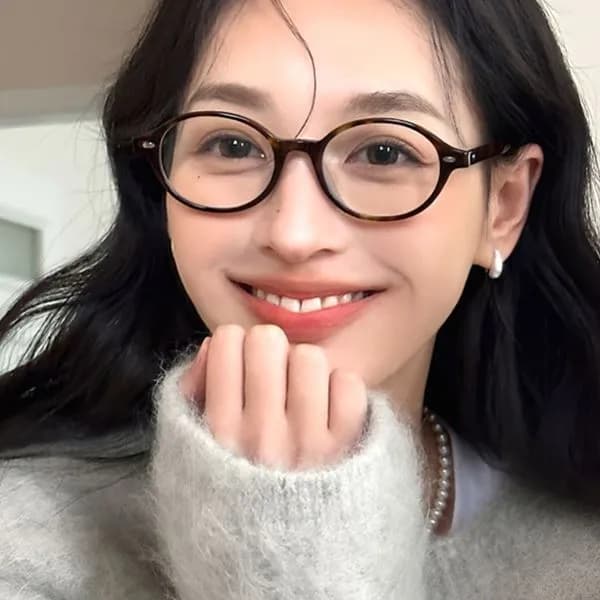 호피 타원형 빈티지 뿔테 안경테