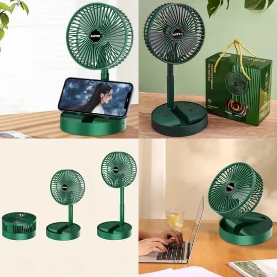 1+1 휴대용 무선 탁상 선풍기 3단 접이식 스탠드 선풍기, 그린, 1+1, 2개