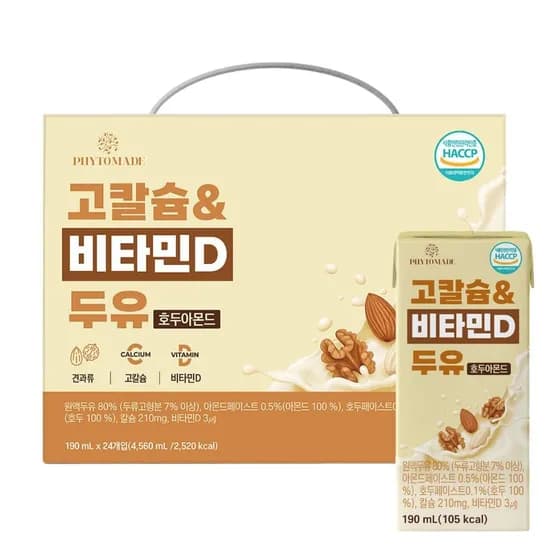 파이토메이드 칼슘&비타민D 두유 호두아몬드 190ml 24개