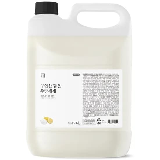살림백서 구연산 주방세제 리필 레몬향 4L, 1개