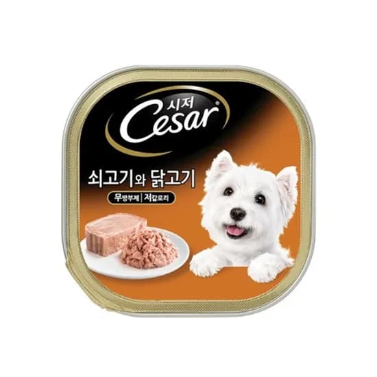 시저 강아지습식캔, 쇠고기와 닭고기, 100g, 6개