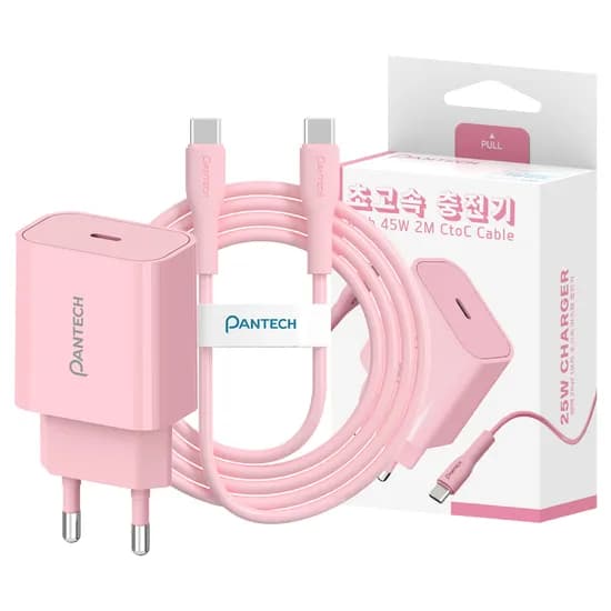 팬택 25W 1포트 파스텔 C타입 초고속충전기, 핑크, 1개