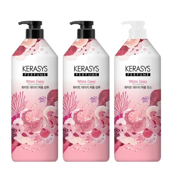 케라시스 퍼퓸 화이트 데이지 샴푸, 1L, 2개 + 린스, 1L, 1개