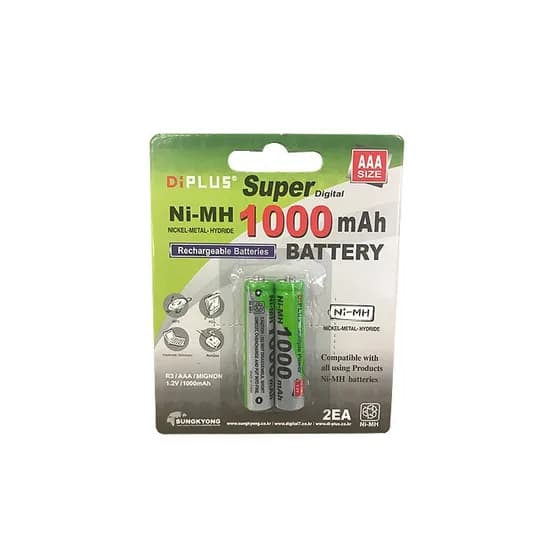 디아이플러스 니켈수소 AAA 충전지 케이스포함 1000mAh 2알 1세트