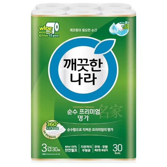 깨끗한나라 순수 프리미엄 명가 3겹 30m 30롤 1개