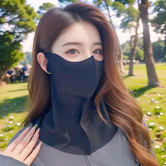쿨링 자외선차단 마스크 풀커버 얼굴 햇빛가리개, 블랙, 4개, 1세트