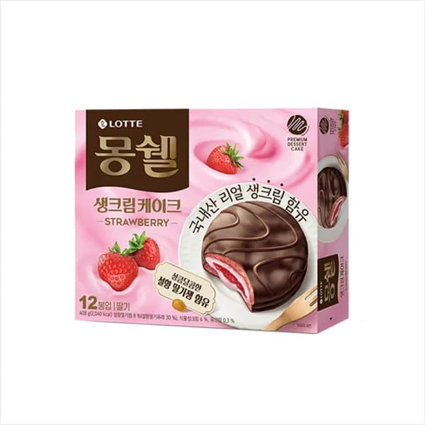 롯데제과 몽쉘 생크림 케이크 딸기 408g 1개