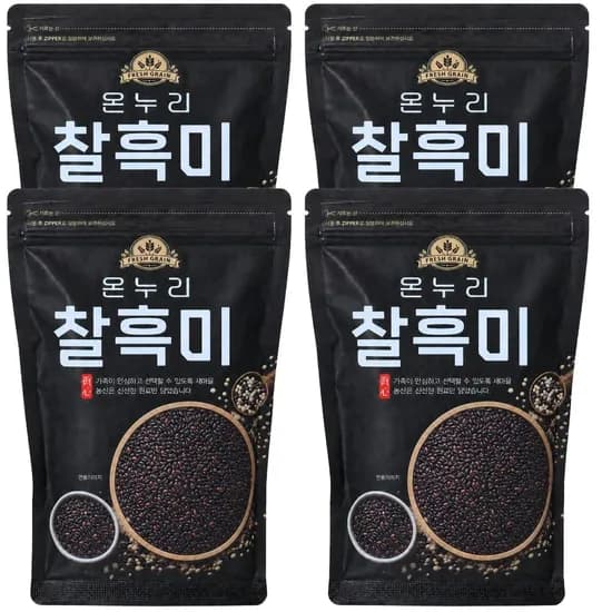 온누리잡곡 국내산 찰흑미, 500g, 4봉