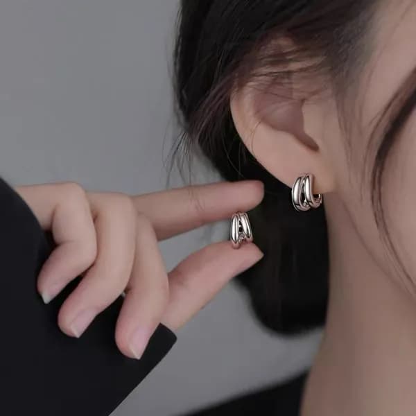 은시엘 실버925 더블링 귀걸이 실버 1개
