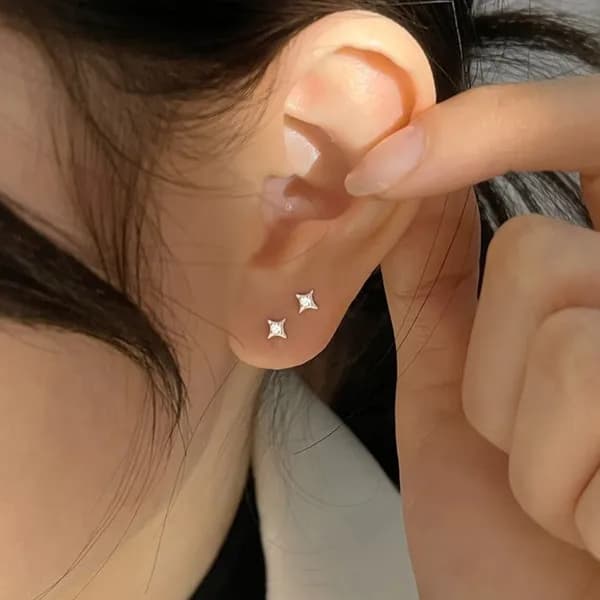 은시엘 실버925 다이아 별 피어싱 실버 2P