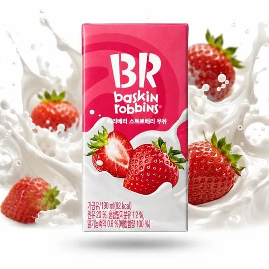 배스킨라빈스 베리베리 스트로베리 우유 190ml 12개