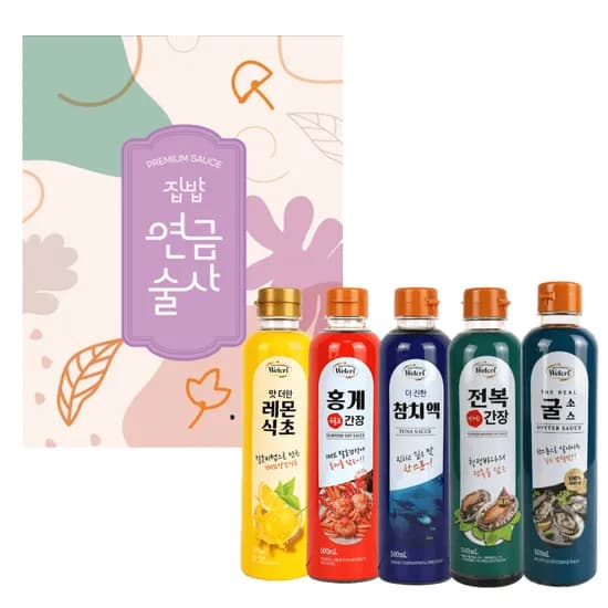 웰크리 홍게간장 500ml + 전복간장 500ml + 참치액 500ml + 굴소스 500ml + 레몬식초 500ml, 1세트
