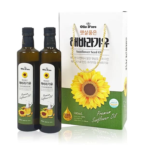 올리오도로 햇살품은 해바라기유 식용유 선물세트 500ml 2개