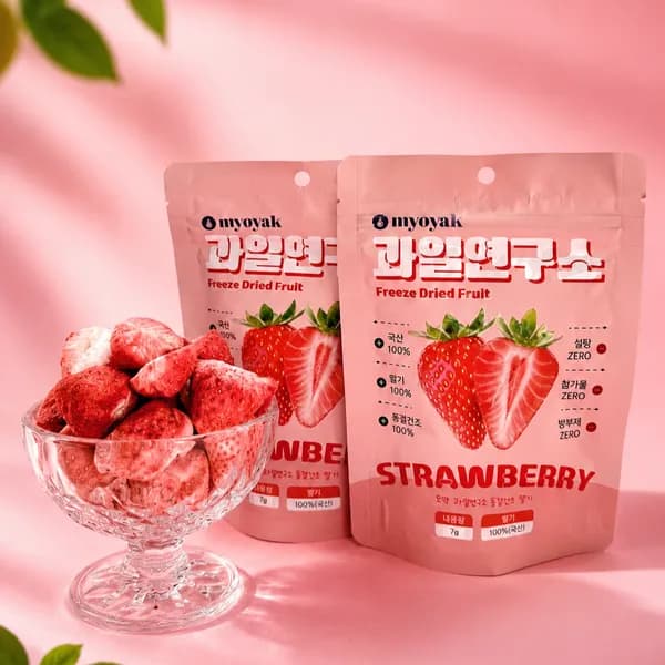 묘약 동결건조 딸기 과일칩 슬라이스 7g 10팩